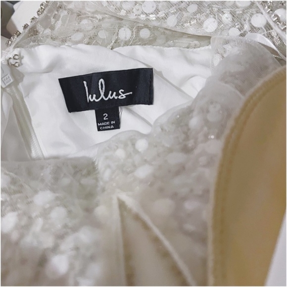 LULUS TRUE LOVE WHITE BEADED RHINESTONE MAXI DRESS SZ US2 - BNWT - Picture 5 of 7